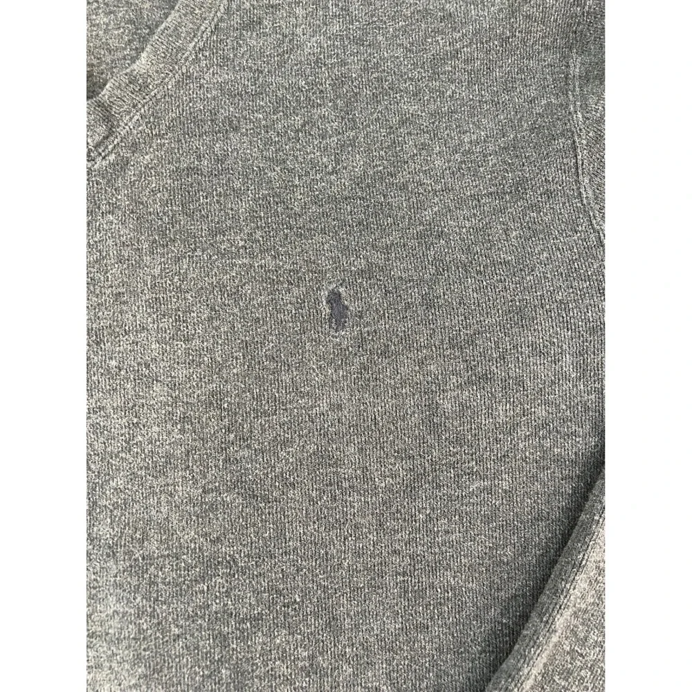 Polo Ralph Lauren‎ Mens XL Charcoal Grey V-Neck 100% Cotton Pony Logo Sweater